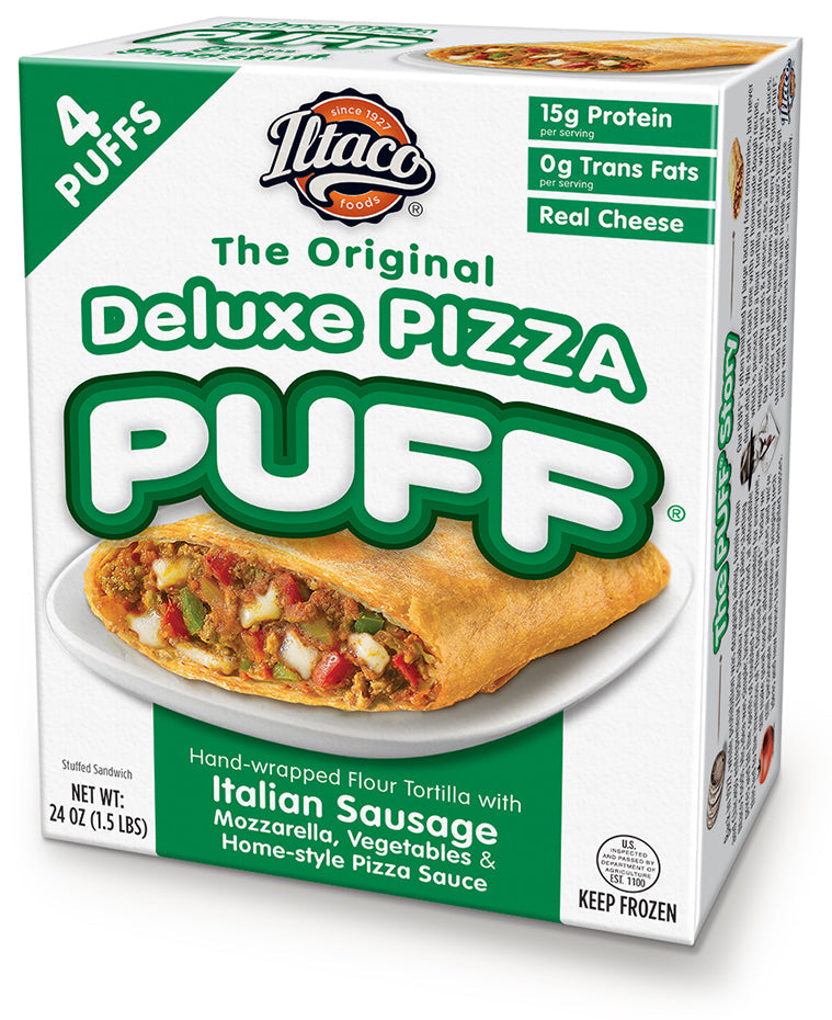 Pizza Puffs – 24 Count Retail Pack (contains microwave sleeves)