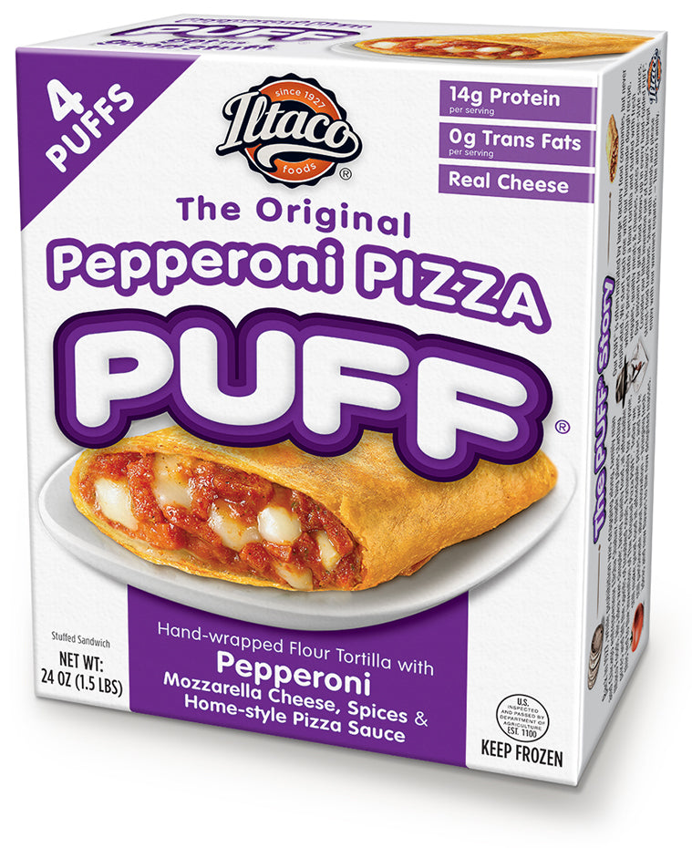 Pizza Puffs – 24 Count Retail Pack (contains microwave sleeves)